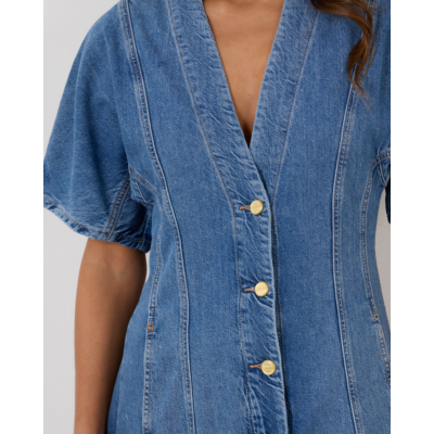 Ganni Denim Maxi Dress Blue