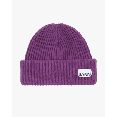 Ganni Rib Beanie Royal Purple