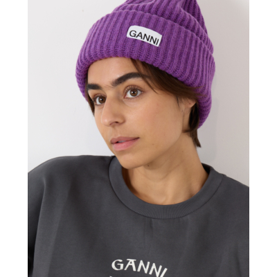Ganni Rib Beanie Royal Purple