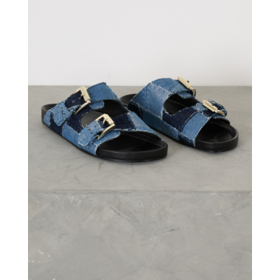 Iro Billie Slipper Patchwork Denim
