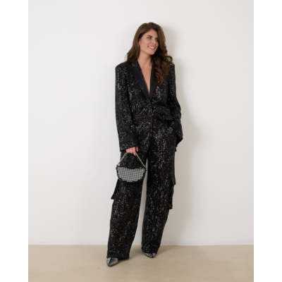 Rotate Sequins Oversized Blazer Black