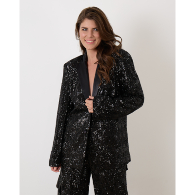 Rotate Sequins Oversized Blazer Black
