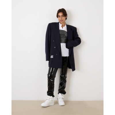 Rotate Patent Coated Slim Pants Black