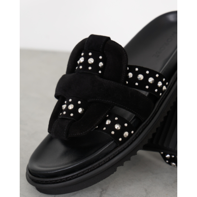 Morobé Emilia Flat Sandals Soft Black Studs