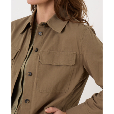 Vince Washed Cotton Shirt Jacket Artichoke
