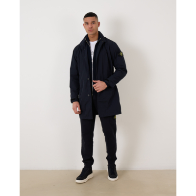 Stone Island Micro Twill Trench Coat Navy Blue