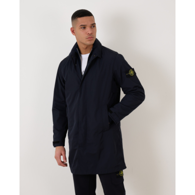 Stone Island Micro Twill Trench Coat Navy Blue