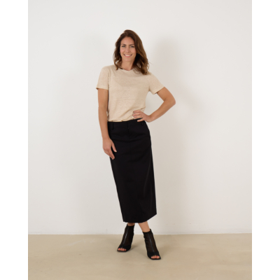 Vince Cotton Low-Rise Straight Skirt Black