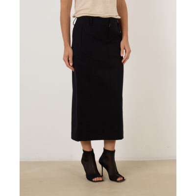 Vince Cotton Low-Rise Straight Skirt Black