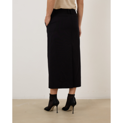 Vince Cotton Low-Rise Straight Skirt Black