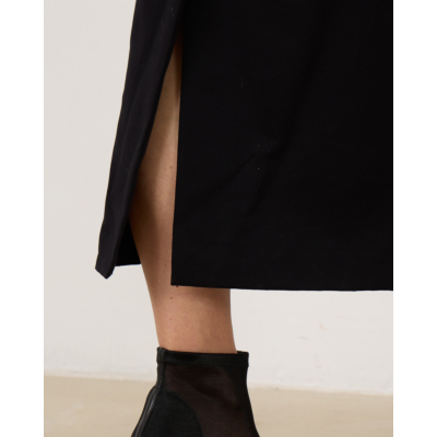 Vince Cotton Low-Rise Straight Skirt Black