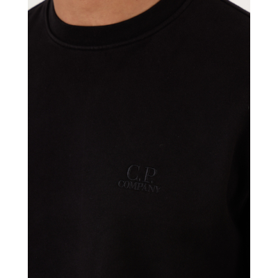 C.P. Company Brushed Logo Crew Neck Sweatshirt Black