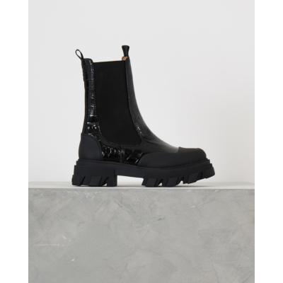 Ganni Cleated Mid Chelsea Boots Black