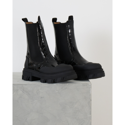 Ganni Cleated Mid Chelsea Boots Black
