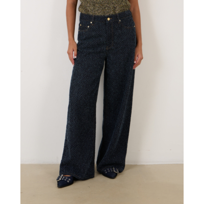Ganni Fluffy Denim Jeans Dark Blue