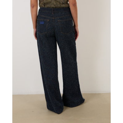 Ganni Fluffy Denim Jeans Dark Blue