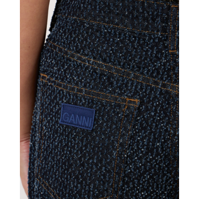 Ganni Fluffy Denim Jeans Dark Blue