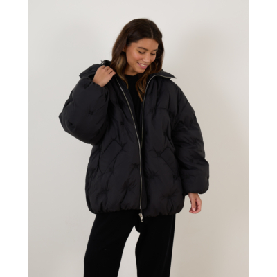 Ganni Midi Tech Puffer Jacket Black