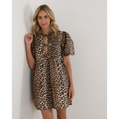 Ganni Leopard printed cotton dress
