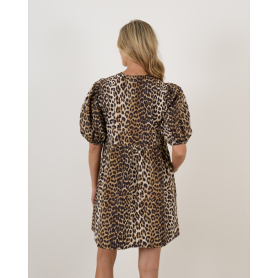 Ganni Leopard printed cotton dress