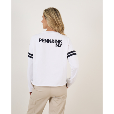 Penn&Ink Sweater print white navy
