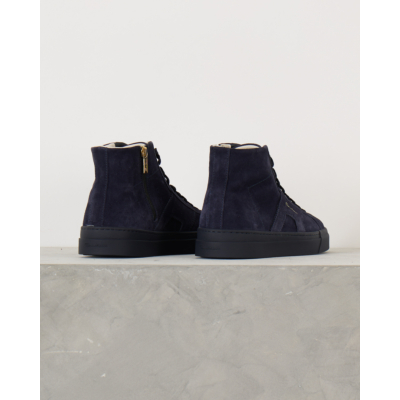Santoni  High-Top Double Buckle Sneaker Navy