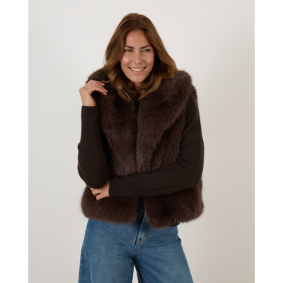 Alter Ego Gisele Faux Fur Gilet Dark Brown