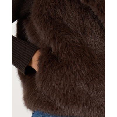 Alter Ego Gisele Faux Fur Gilet Dark Brown
