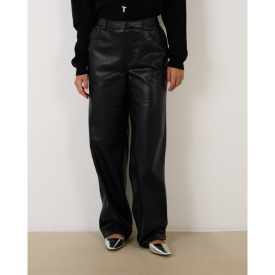 Rotate Wide Leg Faux leather pants black