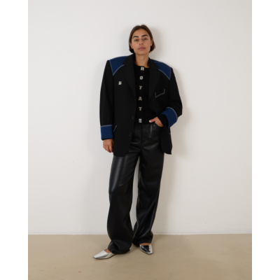 Rotate Wide Leg Faux leather pants black