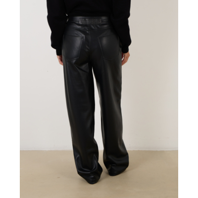 Rotate Wide Leg Faux leather pants black