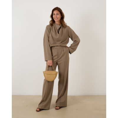 Róhe Draped Wool Top Khaki