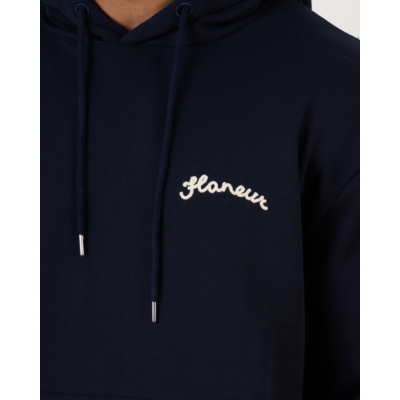 Flâneur Signature Zip-Up Hoodie Navy