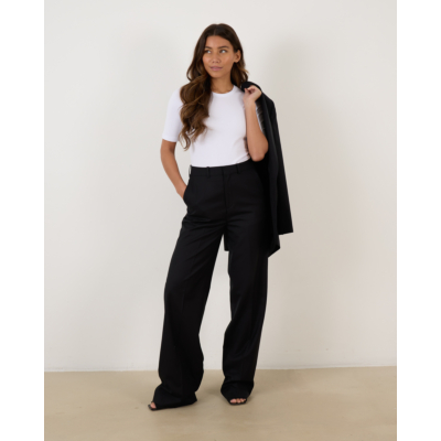 Herman Wide Leg Pantalon Zwart
