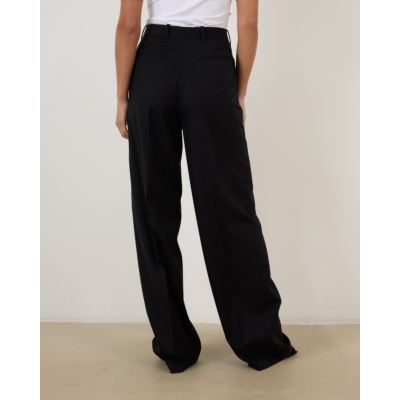 Herman Wide Leg Pantalon Zwart