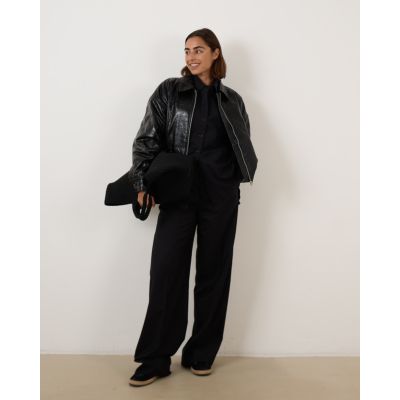 Herman Wide Leg Pantalon Zwart