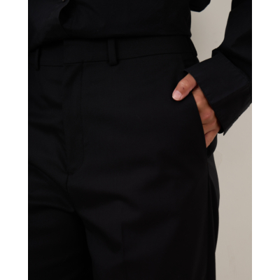 Herman Wide Leg Pantalon Zwart