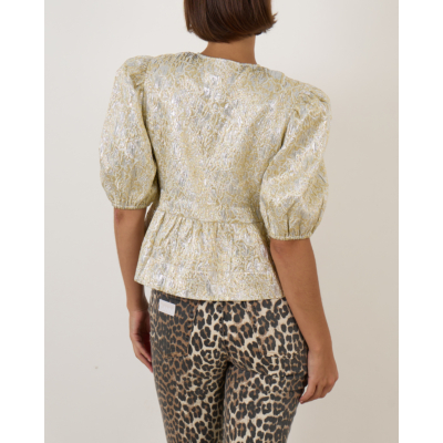 Ganni Peplum Tie Blouse Gold/Silver