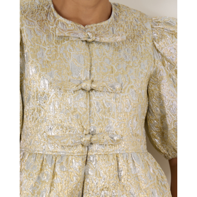 Ganni Peplum Tie Blouse Gold/Silver
