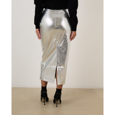 Rotate Braided Skirt Silver