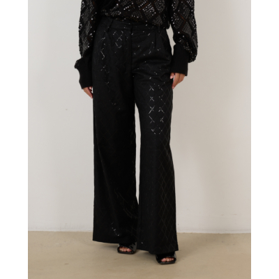 Rotate Wide Leg Sequins Pants Black