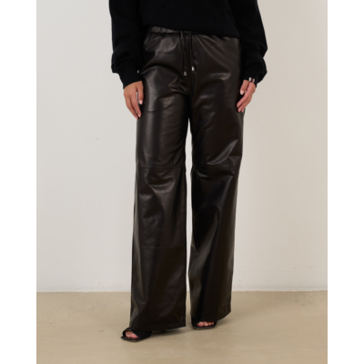 Enes pantalon leer/suede dames black
