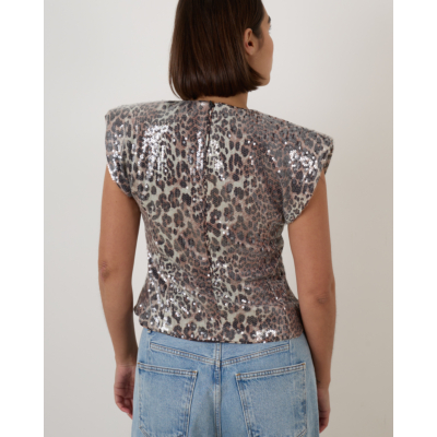Ganni Leopard Glitter top
