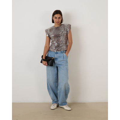 Ganni Leopard Glitter top