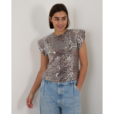 Ganni Leopard Glitter top