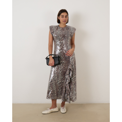 Ganni Leopard Glitter Maxi Dress