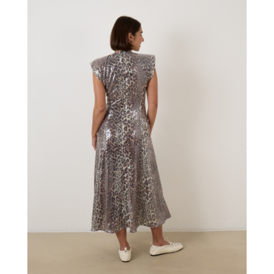 Ganni Leopard Glitter Maxi Dress
