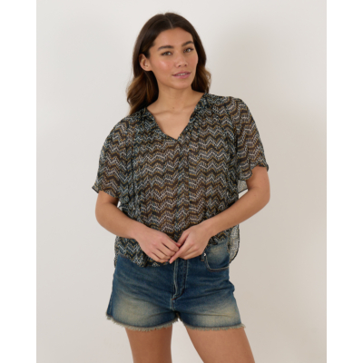 Isabel Marant Neslya Blouse Faded Black Print