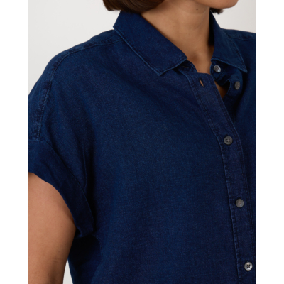 Closed Blouse Korte Mouw Dark Blue