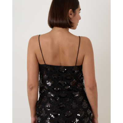 Rotate Sequins Crop Top Black